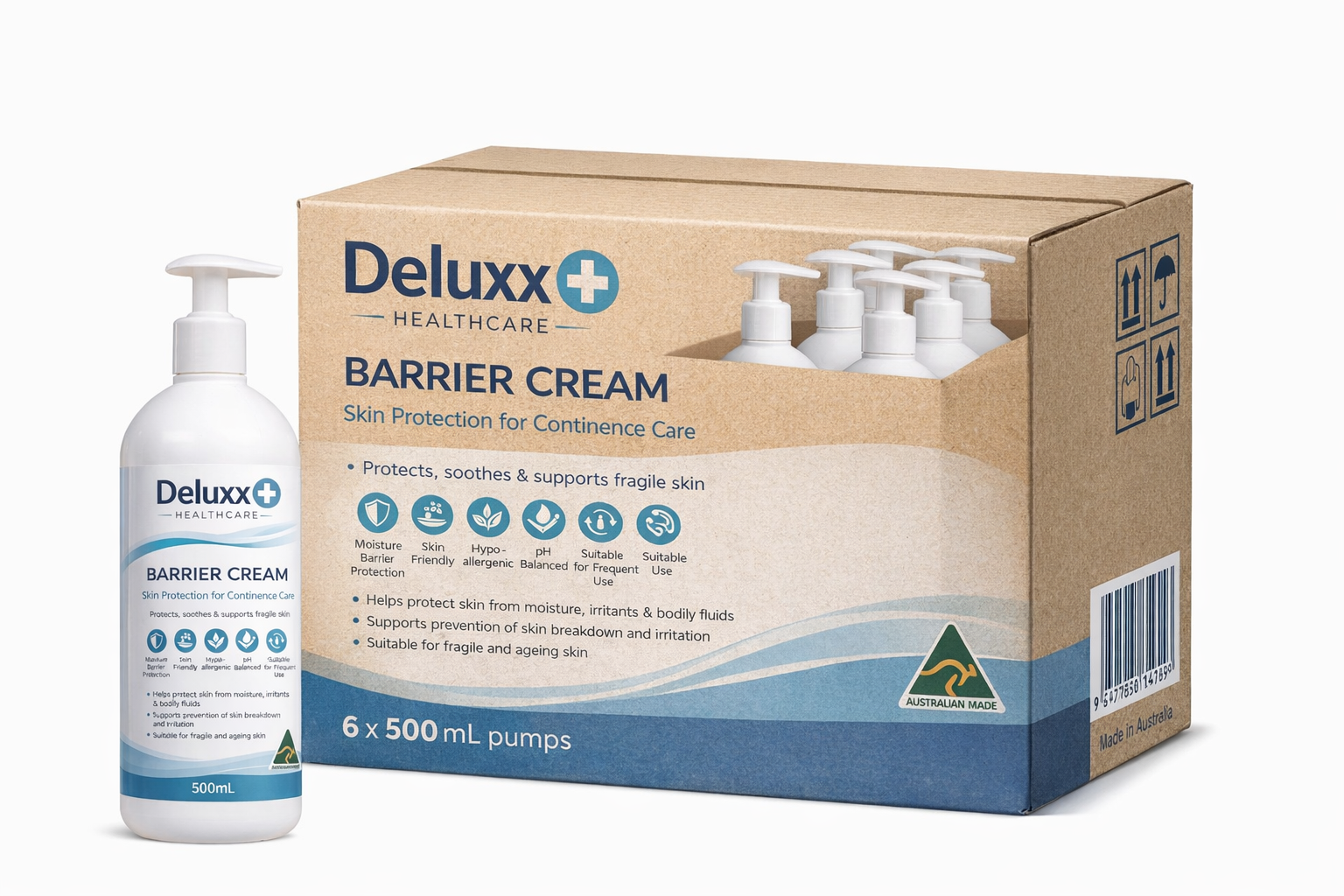 Deluxx Barrier Cream – 500ml (Carton of 6 Pumps)