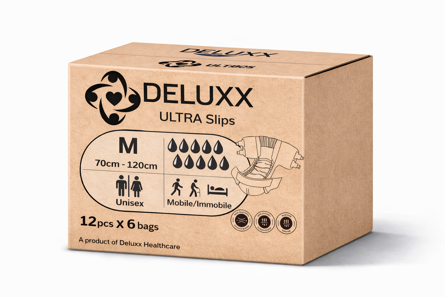 Deluxx Ultra Slips Medium Carton (72 Pack)